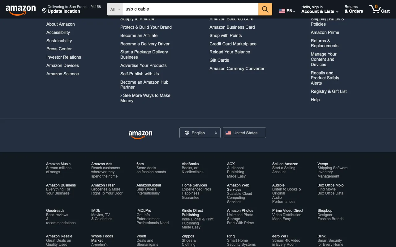 Amazon with Hide sponsored results
