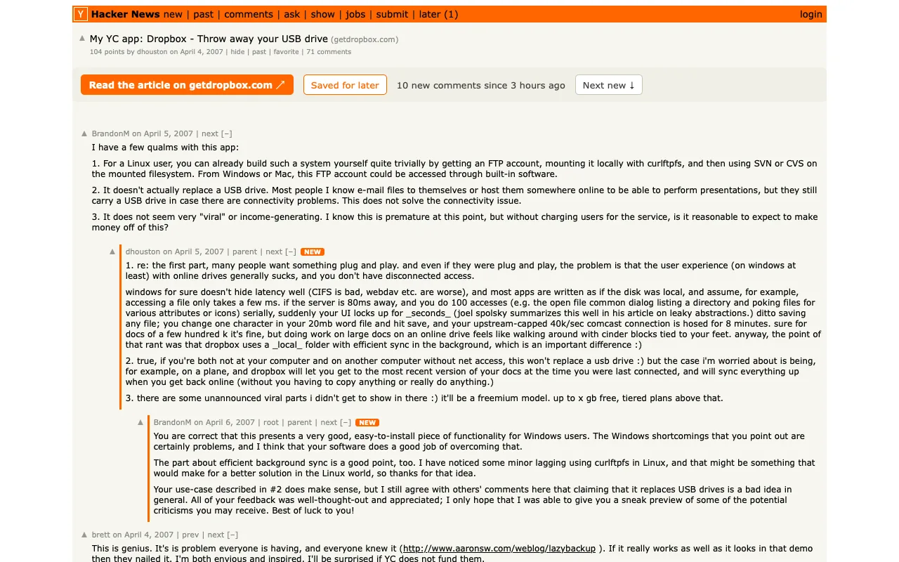 Hacker News with Article and Comments