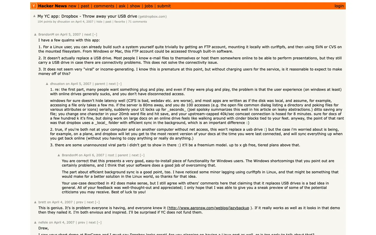 The page before Article and Comments