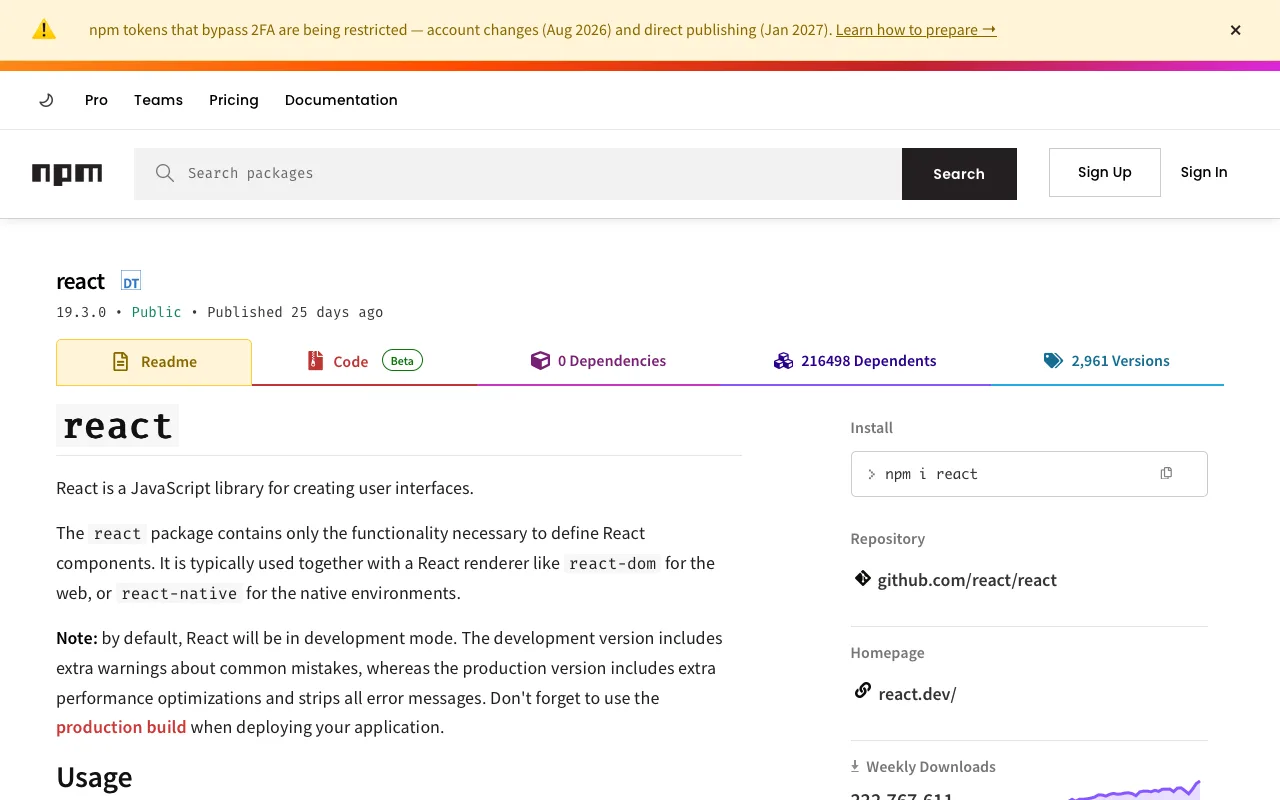 npm with Readable package docs