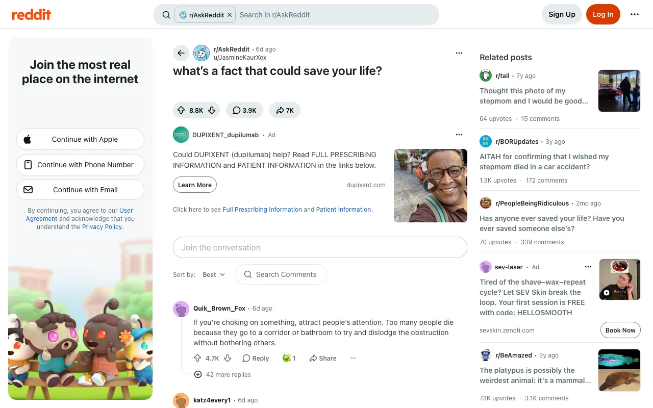 The page before No Reddit app nags