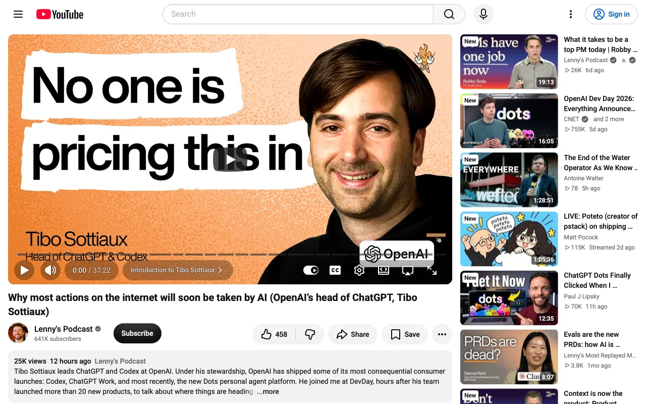 The page before YouTube without AI and Premium nags