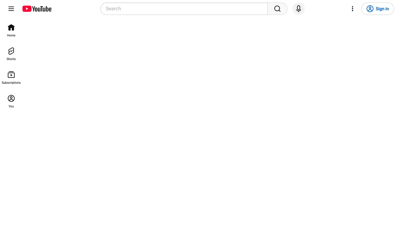 YouTube with YouTube home without recommendations